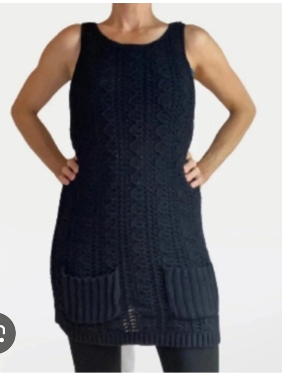 Anthropologie Dresses & Skirts - Anthropologie Far Away From Close Blue Crochet Knit Mini Sweater Tunic Dress S